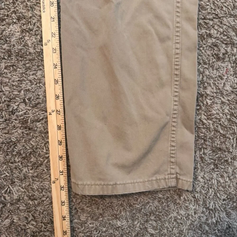 Wrangler Men’s Beige Cargo Pants 34x34 Cotton Twill Flat Front Straight Pockets